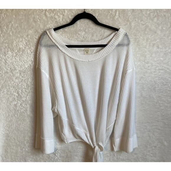 We The Free Top Women’s M Waffle Texture Tie Bottom Oversized Girl Coded Y2K - Picture 1 of 11